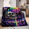 1pc Skull Rainbow Blanket, Lightweight Flannel Throw Blanket For Sofa, Bed, Travel221