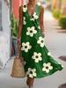 Summer V-neck Sleeveless Diagonal Button-up Vest Skirt Long Women's Vacation Casual Dress