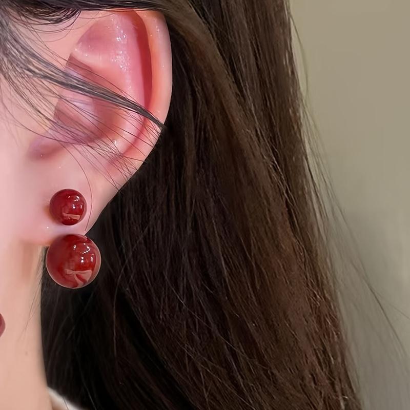 1 Pair Elegant Copper Earrings with Imitation Pearl Simple Two-Wear Design Ear Needle