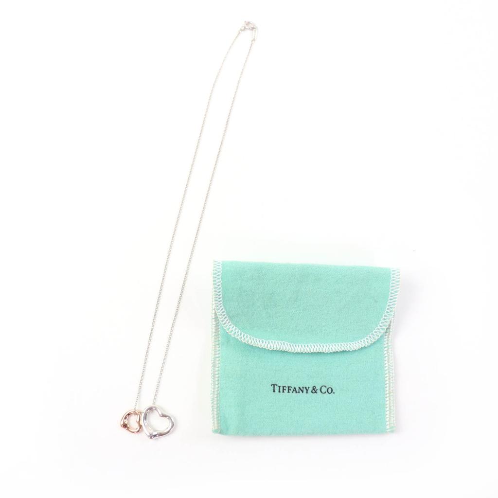 Excellent TIFFANY&Co. Necklace Open Heart Pendant Combination Silver AG925 Women Used