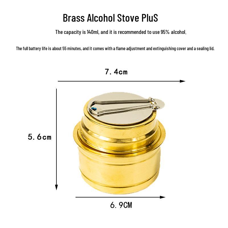 Portable Brass Alcohol Stove with Folding Stand for Solo Outdoor Camping
