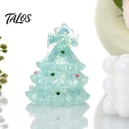 Durable TPR Sensory Balls Christmas Tree Stress Ball, Soft Squeeze Toy for Relief, Glow Portable Desk Fidget Toys in Dark Hand Toy, Holiday