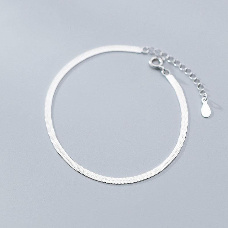 925 Sterling Silver Snake Chain Anklets for Women Summer Foot Jewelry