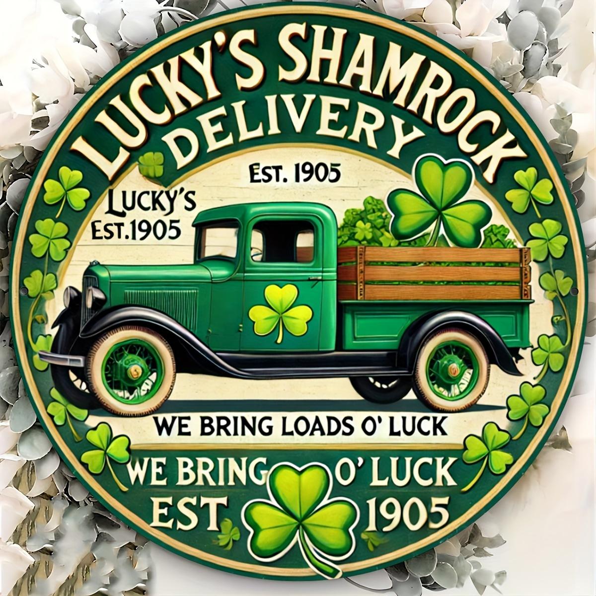 

Деревянная винтажная деревянная табличка Lucky S Shamrock Delivery - высококачественная круглая табличка в виде венка, подходит для двери, стены, дома, комнаты, фермы, улицы, магазина 1pc