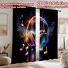 Stampa piana 2D 2 pezzi Tenda Tenda Colorate Cuffie Musicali Stampate Digitalmente Poliestere Tende Decorazione Murale Festiva per