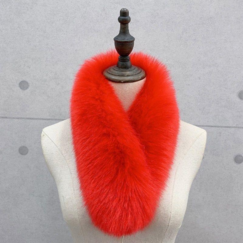 Fular Îngroșat din Blană de Vulpe Imitată Versatil Iarnă Culoare Solidă Cald Guler de Blană Toamnă și Iarnă Fular de Blană