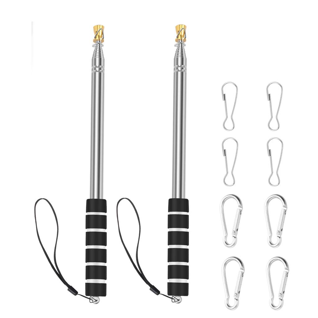 2Pcs Telescopic Handheld Flagpole Tour Guide Flag Pole Stainless Steel Extendable Garden Banner Teachers Pointer Flag Pole