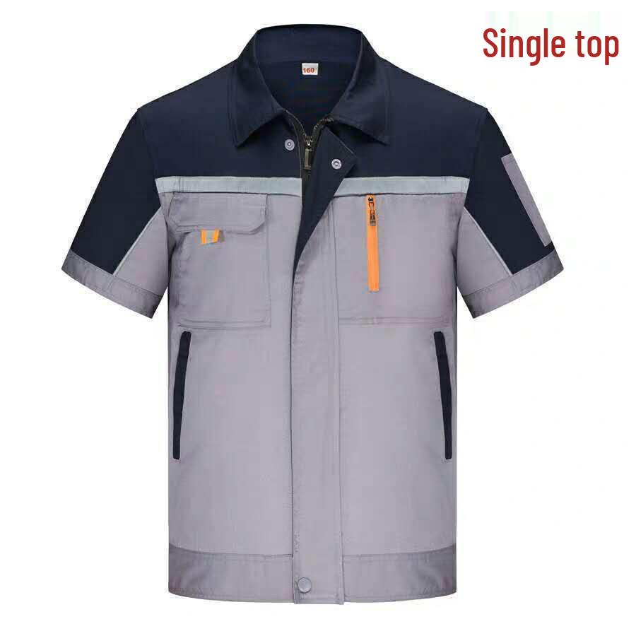 Men's Summer Short Sleeve Durable Workwear Set - Breathable, Thin, Wear-Resistant for Workshop, Construction, and Auto Repair.