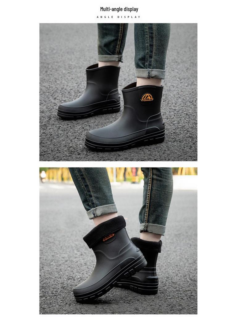 Men's Waterproof Non-slip Rubber Ankle Boots - Korean Style Slip-on Shoes