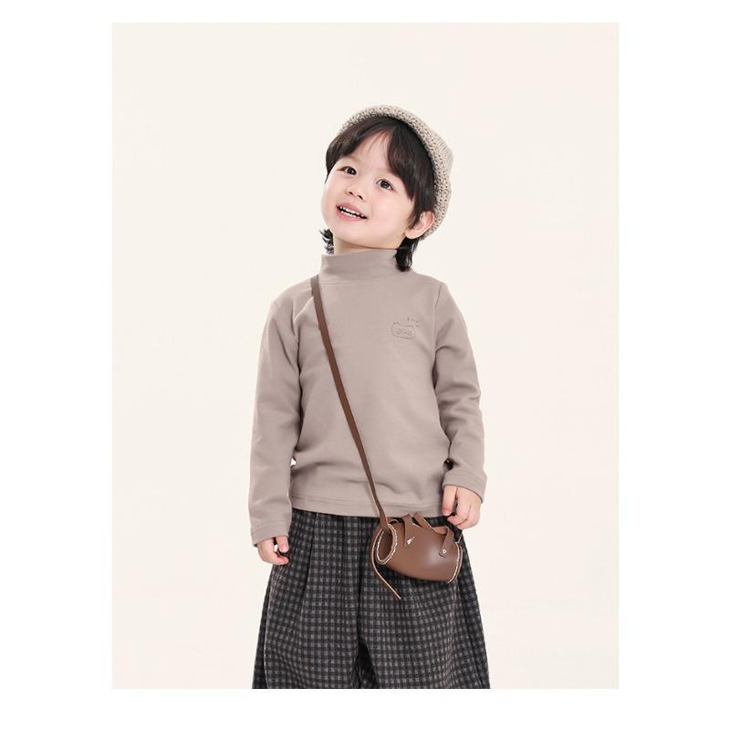 Boys Half Stand Collar Long Sleeve Bottoming Shirt Korean Style Kids Casual Top