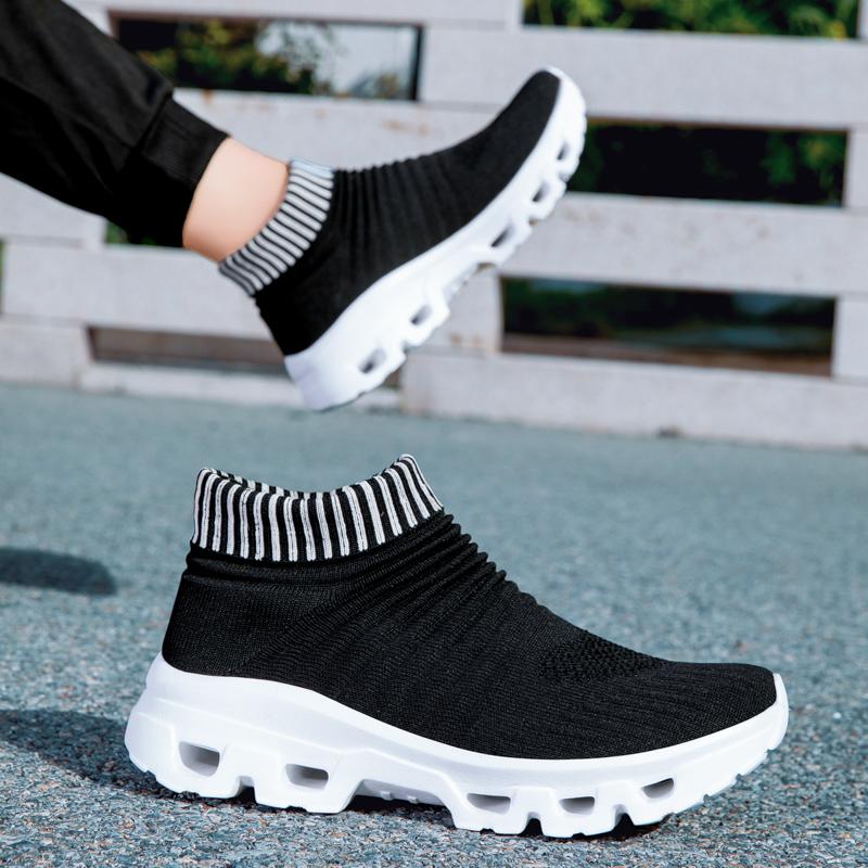 Couples Knitted Casual Sports Shoes Light Elastic Walking Jogging Shoes Men Women Breathable Socks Shoes Big Size 36-47