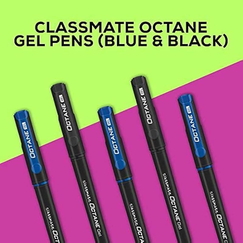 Classmate Octane Gel Pen (Blue & Black)- Pack of 25 + 10 Gel Refills FREE 25 count (Pack of 1) чёрный