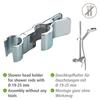 WENKO Support Pommeau De Douche Métal Chromé | Support Douchette Universelle Sans Outils | Barre Ø 19-25 Mm | Argent | 11x2,7x3 Cm