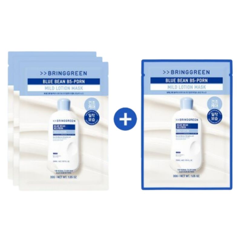 BRINGGREEN Blue Bean B5-PDRN Mild Lotion Mask 3+1 Sheets Set