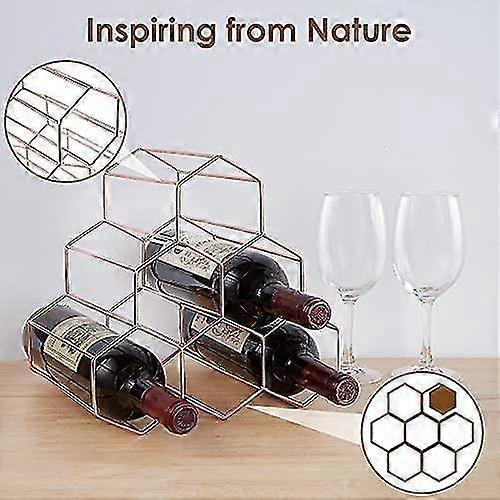 Countertop Wine Rack - 6 Bottle Holder For Wine Storage, Freestanding Wine Rack For Wine Cellar Bar Cabinet Gold
