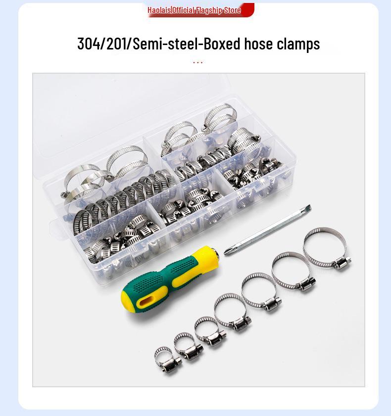 60-teiliges Set: 304 Edelstahl Amerikanische Schlauchschellen (6-38mm)