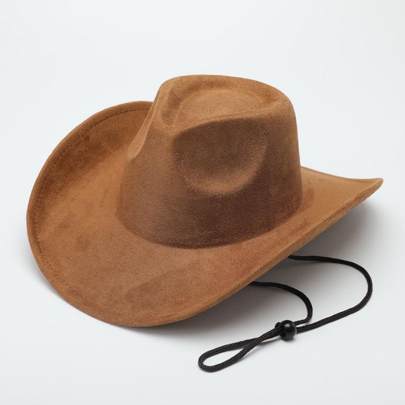 Deerskin Fleece Top Hat Retro Jazz Hat Men's and Women's Felt Hat European and American Woolen Hat Western Cowboy Hat