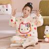Girls Winter Coral Fleece Pajama Set Thick Warm Sleepwear Ages 8 Cartoon Animal Print Home Outfit