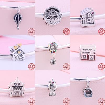 925 srebro karuzela zamek dom miłosny wisiorek koraliki Charm w stylu Fit oryginalna bransoletka DIY kobiety luksusowa biżuteria na prezent