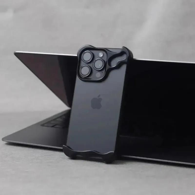 Titanium Metal Phone Case for IPhone 16 15 14 13 Pro Max Lens Film Aluminum Alloy Corner Pad Bumper Shockproof No Border Cover