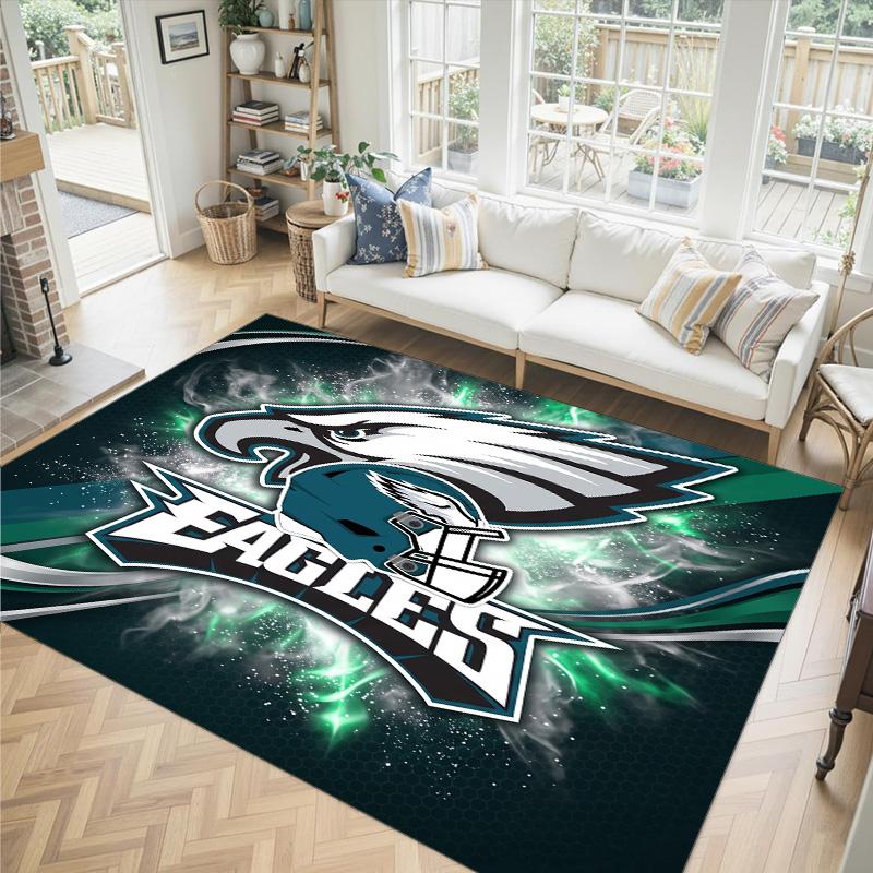 Tappeto in Cristallo Velluto Design Philadelphia Eagles Accogliente Non?Tappeto Stampato Antiscivolo per Camera da Letto Soggiorno Ingresso