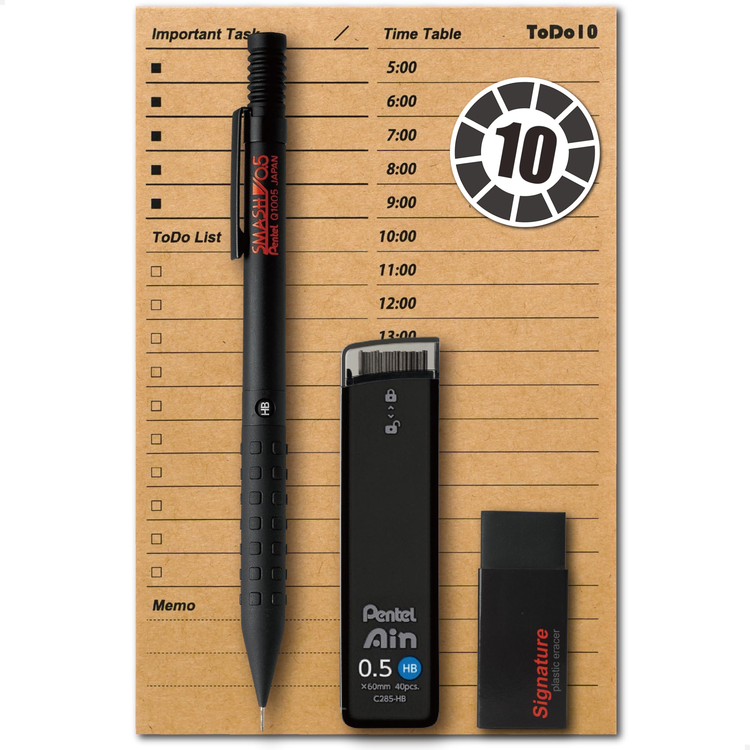 

Pentel Приобретите набор канцелярских принадлежностей для учебы за 10 дней до теста Популярная серия Разбей привычки [Набор Ярубун]! 5-ти кусковый | 0.5 (черный)