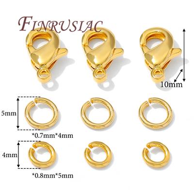 110pcs 18K Gold Plated 10mm Lobster Clasps&Open Rings DIY Accessories,Bracelets Connectors Clasps For Jewelry,Connecting Ring