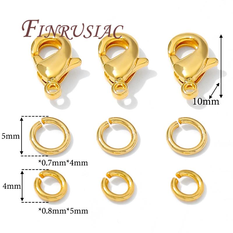110pcs 18K Gold Plated 10mm Lobster Clasps&Open Rings DIY Accessories,Bracelets Connectors Clasps For Jewelry,Connecting Ring