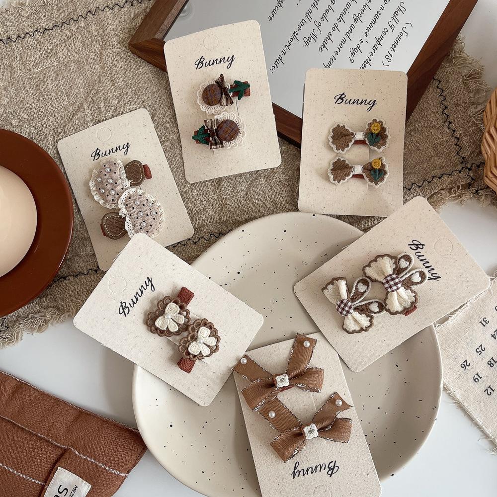 2pcs/lot Children's Hairpins Pearl Fabric Bow Kids Hair Clip Sweet Girl Bangs Side Clip Barrettes Headwear Baby Hair Accessories