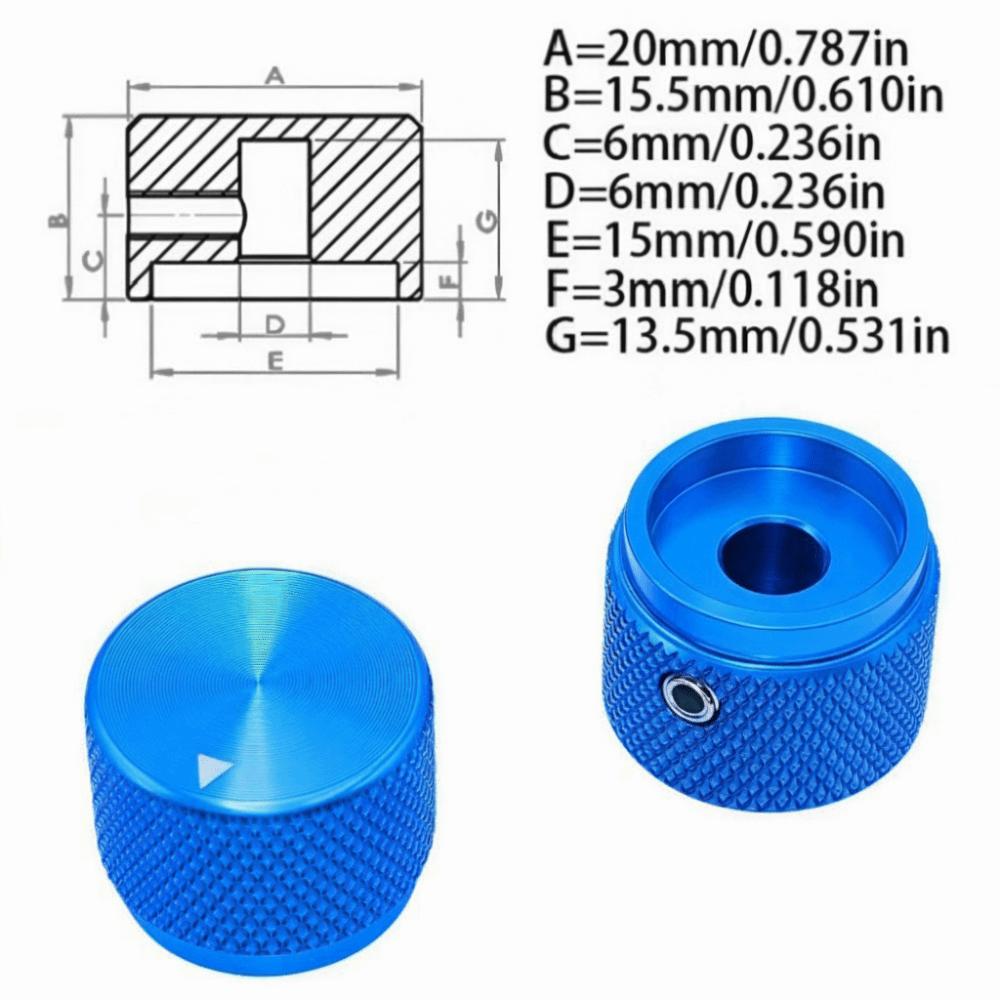 Portable 20 x 15.5mm Rotary Encoder Knob Solid Aluminum Alloy Volume Control Knob Potentiometer Knob