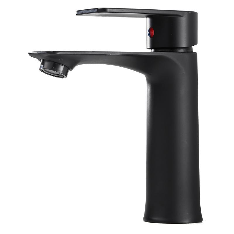 Single-Hole Sanitary Ware Basin Taps and Faucets Ceramic Valve Core Mixer Faucet for Bathroom Use (Black,Chrome) чёрный