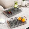 Rectangular Double-Layer Tea Tray for Living Room - Luxury Table with Cup Holder and Drainage
