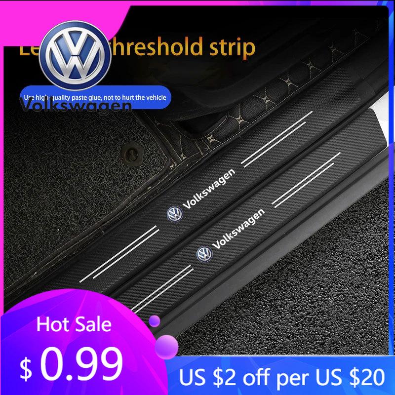 2026 Heiß Für Volkswagen VW 4 Stück Kohlefaser Auto Türschwelle Schutzaufkleber Auto Türschweller Aufkleber Für VW Volkswagen Auto A