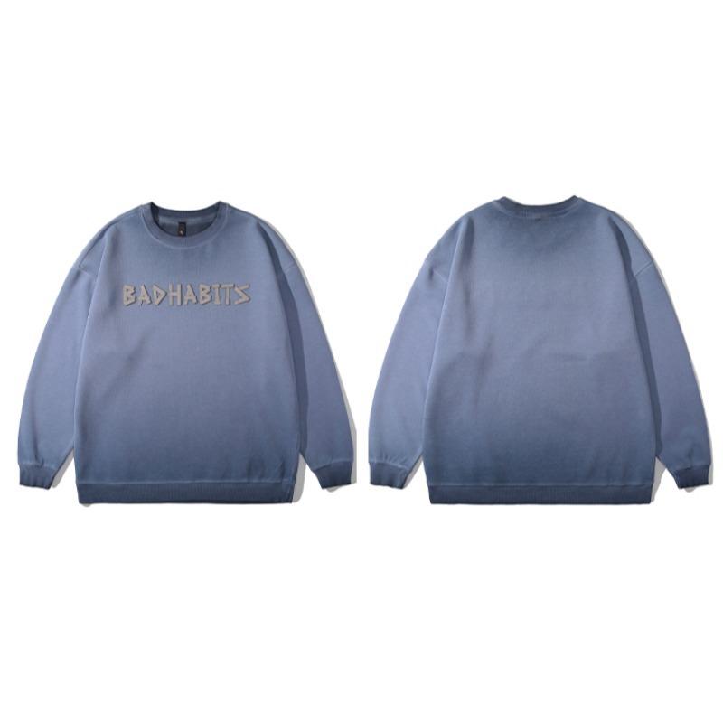 Pánské tričko s tlustým kulatým výstřihem s potiskem ve stylu American Vintage--Lehké a nemačkavé, všestranný dojíždějící svetr s dlouhým rukávem