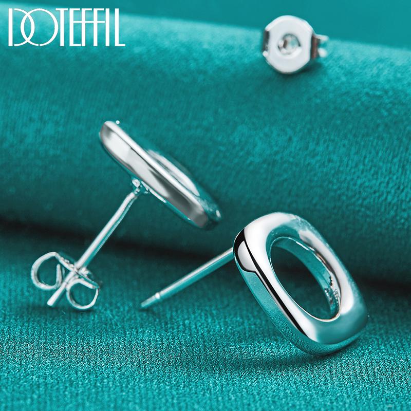 925 Sterling Silver Square Round Earrings Wedding Charm Jewelry