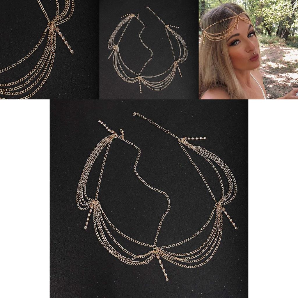 Fashionable Rhinestone Decoration Multi Layer Chain Design Women Headwear For Brides And Wedding Events