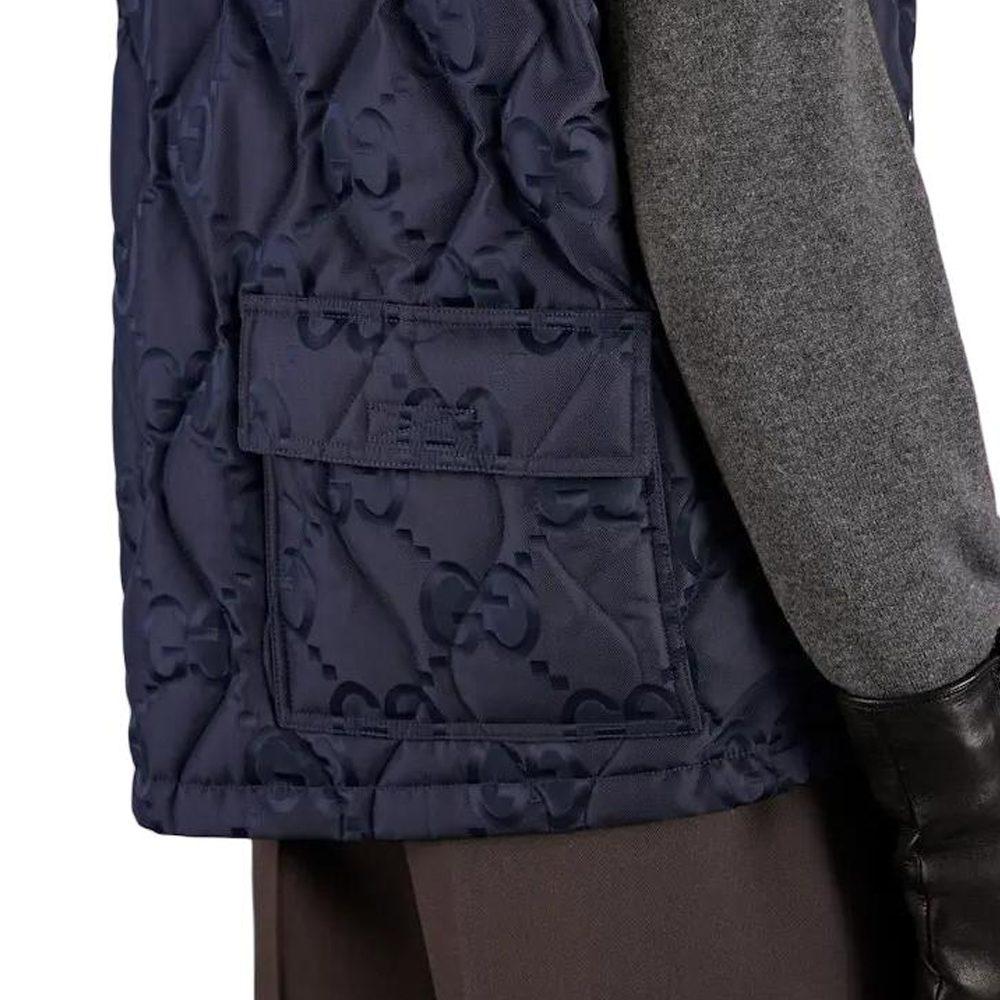 Gucci Vests Men's Blue Stand Collar Moderate Other 722518-ZALDD-4275