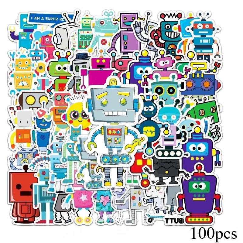 

100pcs Cartoon Creative Cute Stickers Robot Personalized Decorate Notebook Mobile Phone Case Luggage Cup Scrapbooking Stickers