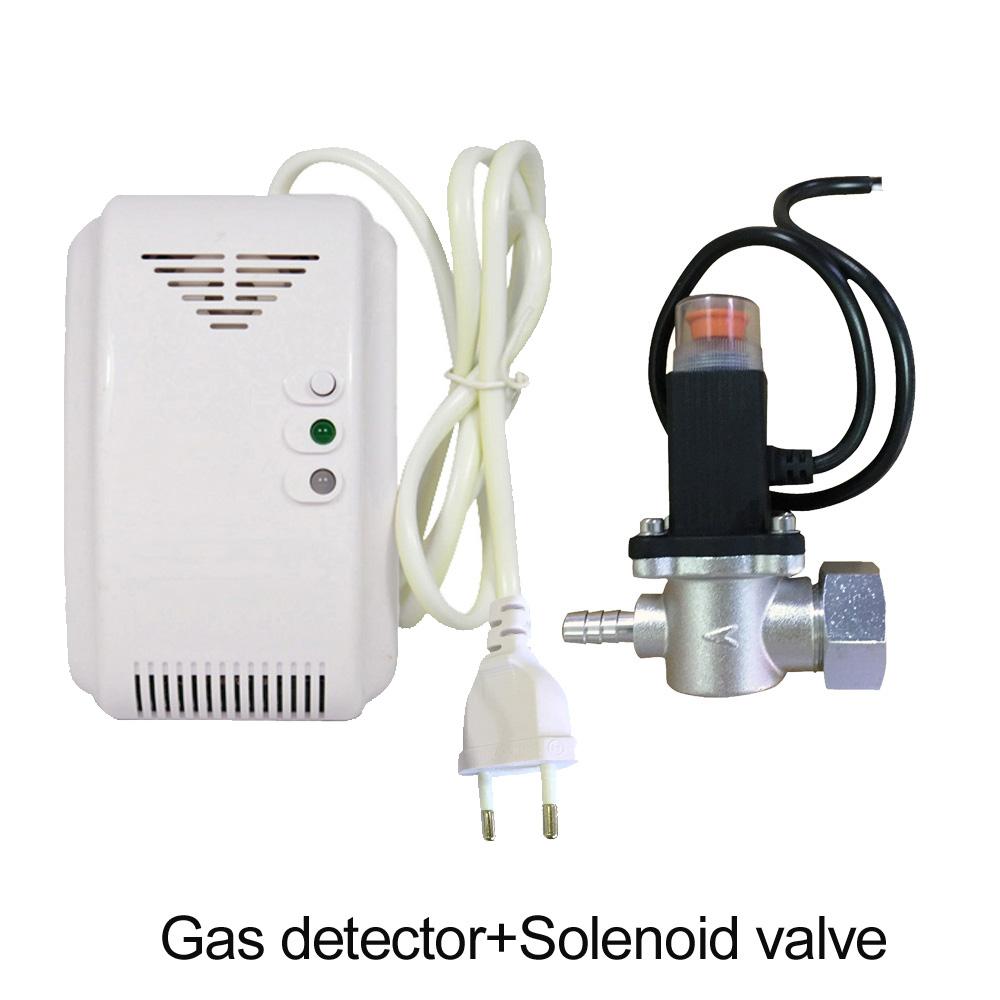 90-240VAC Kitchen CH4 Natural Gas Leaking Detector Magnetic Solenoid Valve Cut Off Coal Gas Fire Alarm Sensor For Home Security