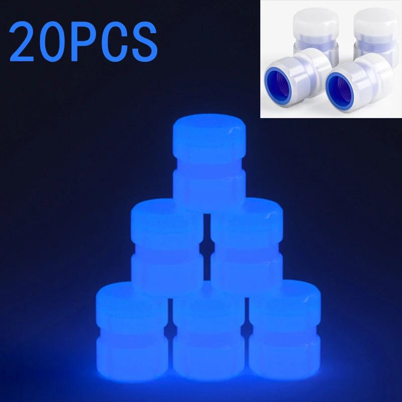 Car Luminous Tire Valve Caps Fluorescent Green Blue Night Glowing Moto Bicycle Bike Wheel Tyre Hub Valve Stem Caps 4/8/16/20pcs