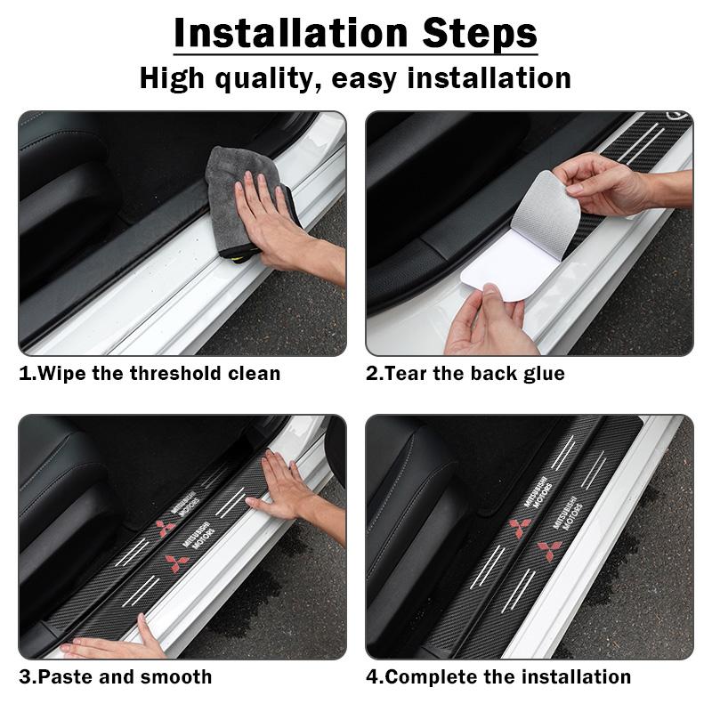 For Mitsubishi Ralliart Lancer 9 EX Outlander Carbon Fiber Car Threshold Protective Film Anti Scratch Stickers Rear Bumper Guard