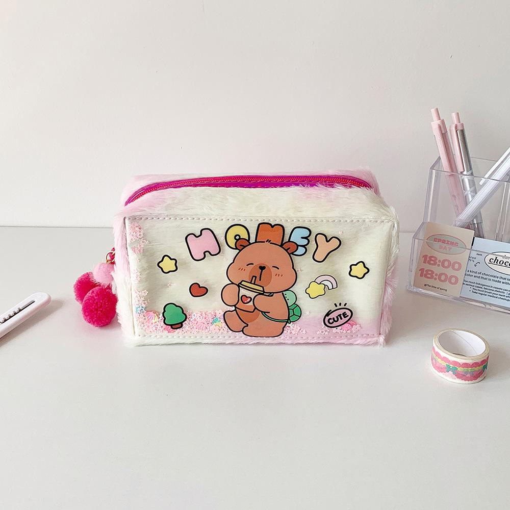Pencil Case Capybara Plush Pen Bag Plush PVC Capibara Plush Pencil Pouch Children