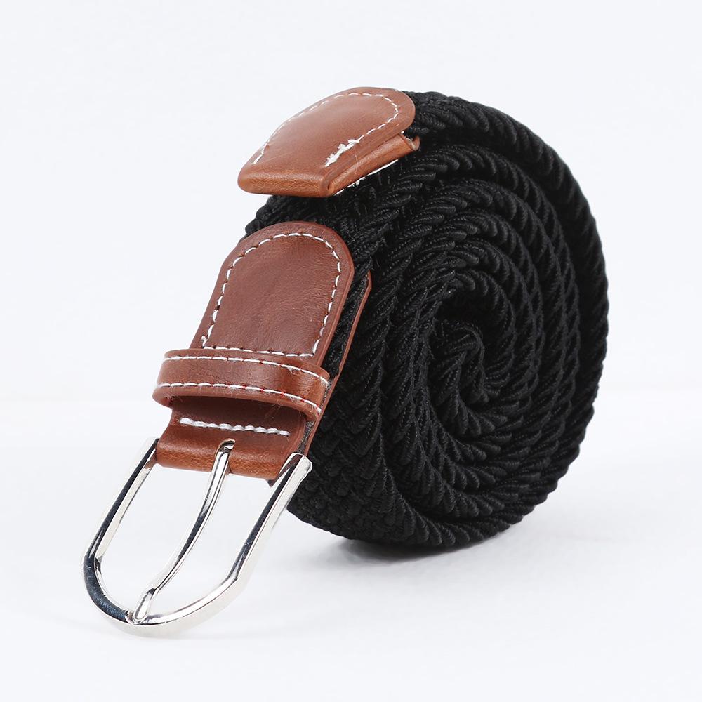 

Унисекс Эластичный Плетеный Ремень с Кожей и Пряжкой-Штырем 80-100 cm чёрный