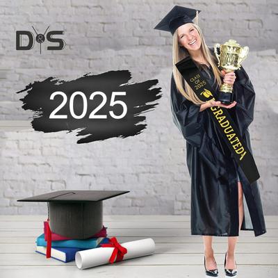 Stola di laurea 2025, unisex, per adulti, fascia di raso per laurea, nastro per classe del 2025, congratulazioni, etichetta per laureati, cintura per la cerimonia di inizio anno accademico