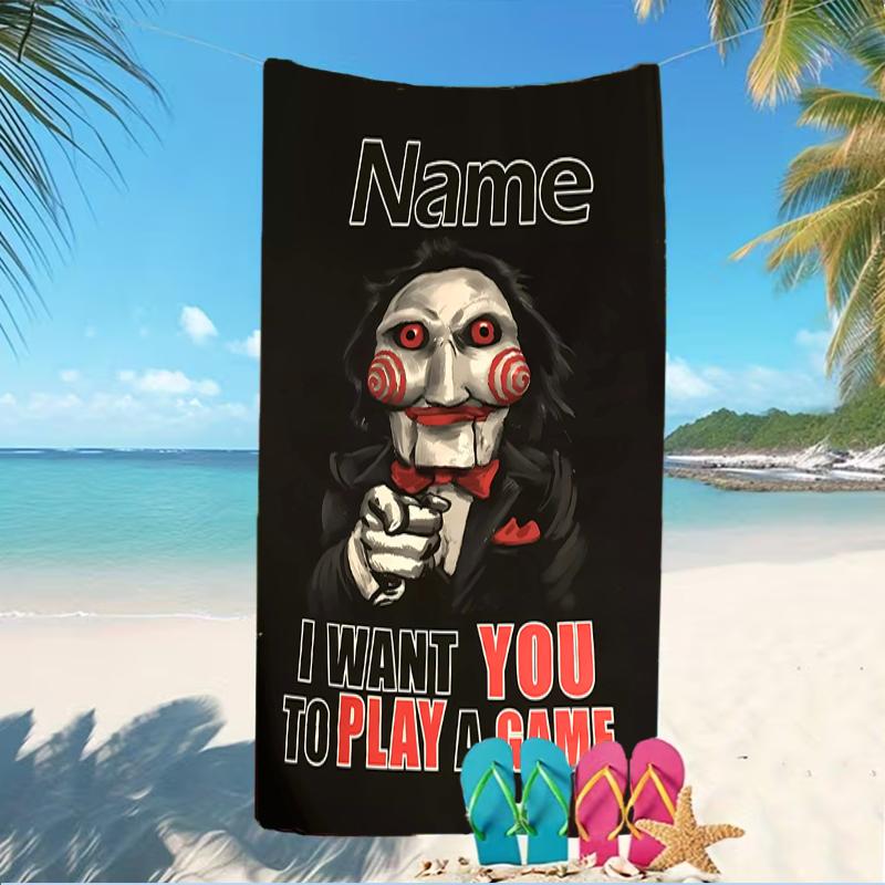Customizable Personalized Beach Towels Billy the Puppet Themed designs.Suitable for the Beach, Yoga, Sports;ideal As Beach Accessories