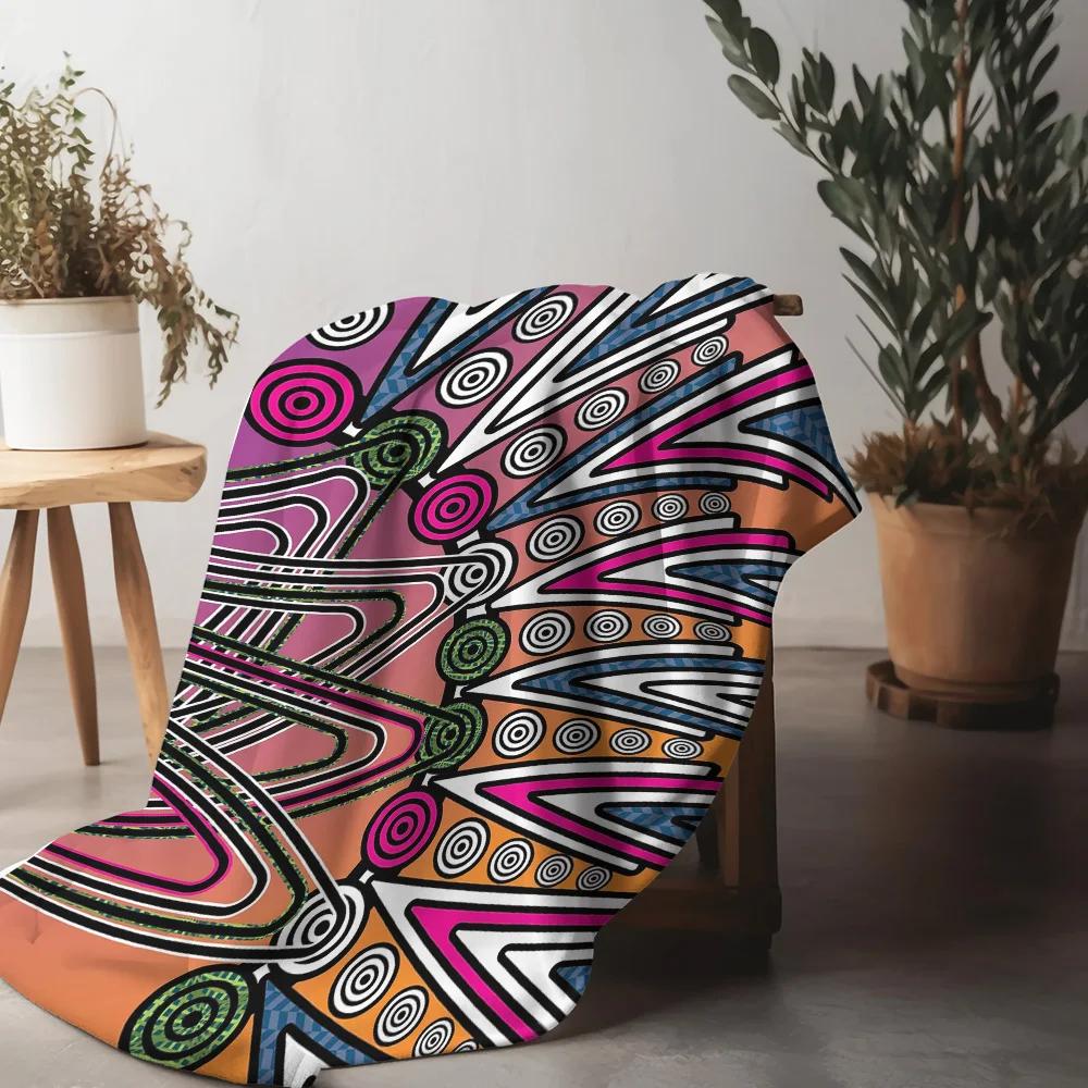 Vibrant Geometric Pattern Blanket for Sofa Bed Travel Camping Living Room Office Conditioning Blanket for All Seasons Gifts