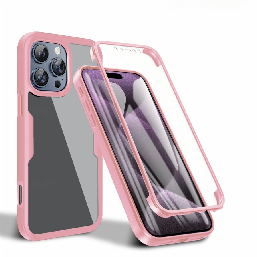 

Front + Back Protect ShockProof Case For Apple iPhone 16E 16 Pro Max Plus 17 17E Air 360 Degrees Cover iPhone16 iPhone17 E For iPhone 16e розовый