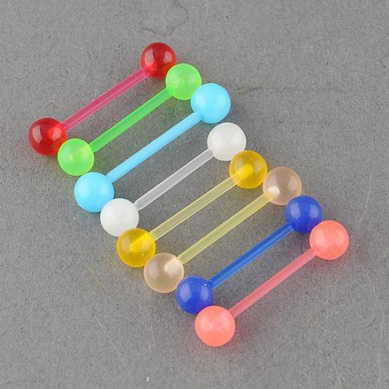 Bilancieri a sfera per piercing al corpo con borchie per lingua e naso luminosi alla moda punk da donna