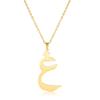Fashion Titanium Steel Gold Arabic Letter Cut Shiny Pendant Necklace For Women