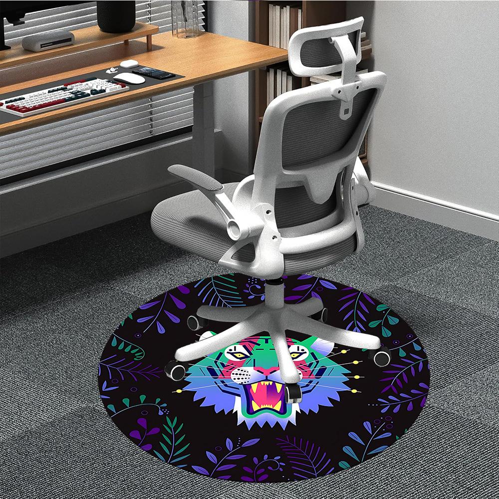 

1PC Tiger Head Chair Carpet for Office Non-Slip, Lightweight, Machine Washable Rug for Office, Sleeping, Room - Holiday Decoryy251009048 80cm by 80cm